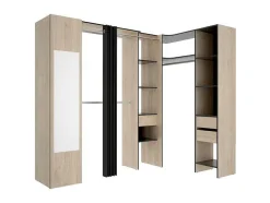Roupeiro De Canto Com Cortina E 1 Porta, Com Espelho, C231 Cm, Cor Natural E Antracite - Bertrand