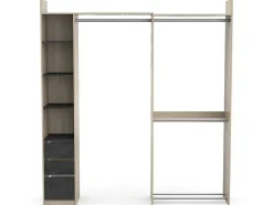 Roupeiro Modular De Canto Ou Retilineo C200 Cm Cor Natural E Preto - Emilyo