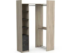 Roupeiro Modular De Canto Ou Retilineo C200 Cm Cor Natural E Preto - Emilyo