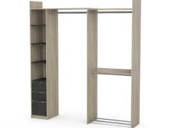 Roupeiro Modular De Canto Ou Retilineo C200 Cm Cor Natural E Preto - Emilyo