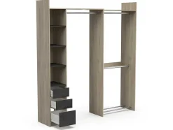 Roupeiro Modular De Canto Ou Retilineo C200 Cm Cor Natural E Preto - Emilyo