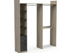 Roupeiro Modular De Canto Ou Retilineo C200 Cm Cor Natural E Preto - Emilyo