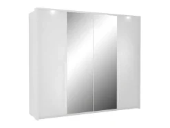 Roupeiro 2 Portas Com Espelho E Leds De C255 Cm Cor Branco - Ingina