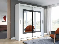 Roupeiro 2 Portas Corredicas Com Espelho De C203 Cm Cor Branco - Autlan