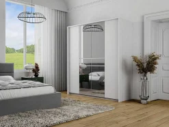 Roupeiro 6 Portas E 1 Gaveta Com Espelho De C200 Cm Cor Branco - Zadia