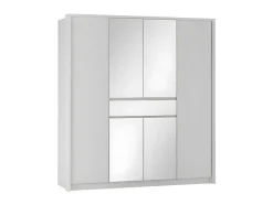 Roupeiro 6 Portas E 1 Gaveta Com Espelho De C200 Cm Cor Branco - Zadia