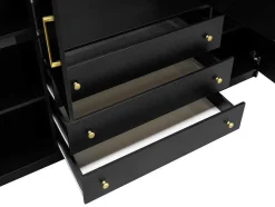 Roupeiro 4 Portas E 3 Gavetas C196 Cm Preto - Lizandro