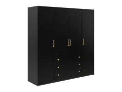 Roupeiro 4 Portas E 3 Gavetas C196 Cm Preto - Lizandro