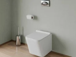 Sanita Suspensa Branco Com Estrutura De Suporte E Placa De Descarga Cromado Oval - Clemona
