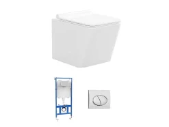 Sanita Suspensa Branco Com Estrutura De Suporte E Placa De Descarga Cromado Oval - Clemona