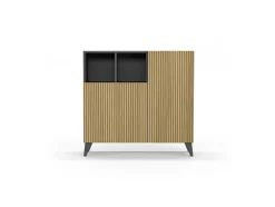 Sapateiro/Móvel Organização - H87Cm X L90Cm X P27Cm Cinza Grafite Portas Serrado - Moss