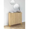 Sapateiro/Móvel Organização - H87Cm X L90Cm X P27Cm Chene Dore Pernas Mostarda Bergen