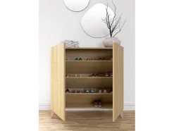 Sapateiro/Móvel Organização - H87Cm X L90Cm X P27Cm Chene Dore Pernas Rose Bergen