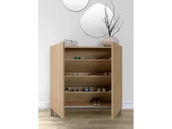 Sapateiro/Móvel Organização - H90Cm X L90Cm X P27Cm Carvalho Dourado Pernas Moca - Copenhague