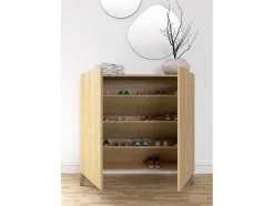 Sapateiro/Móvel Organização - H87Cm X L90Cm X P27Cm Chene Dore Pernas Moca Bergen