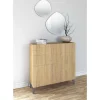 Sapateiro/Móvel Organização - H87Cm X L90Cm X P27Cm Chene Dore Pernas Cinza Bergen