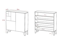 Sapateiro/Móvel Organização - H87Cm X L90Cm X P27Cm Nogueira Clara Pernas Mostarda - Bergen