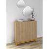 Sapateiro/Móvel Organização - H90Cm X L90Cm X P27Cm Carvalho Dourado Pernas Mostarda - Copenhague