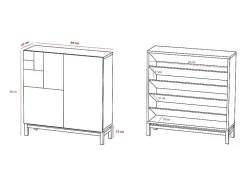 Sapateiro/Móvel Organização - H90Cm X L90Cm X P27Cm Carvalho Dourado Pernas Mostarda - Copenhague