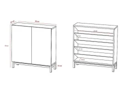 Sapateiro/Móvel Organização - H90Cm X L90Cm X P27Cm Chene Portas Serrado - Hanko