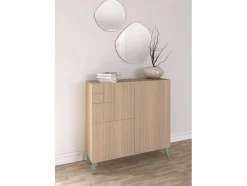 Sapateiro/Móvel Organização - H87Cm X L90Cm X P27Cm Nogueira Clara Pernas Verde - Bergen