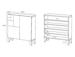 Sapateiro/Móvel Organização - H87Cm X L90Cm X P27Cm Chene Dore Bergen