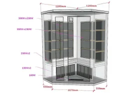 Sauna De Infravermelhos 3/4 Lugares De Canto Gama Prestigio Arvika Ii - 120 X 56 X 120 X A190 Cm