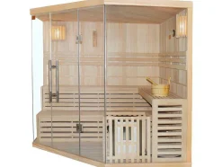 Sauna Tradicional Finlandesa De Canto 4/5 Lugares De Vidro Gama Prestige Imatra - C220*L220*A210 Cm