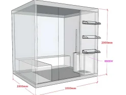 Sauna Tradicional Finlandesa 4/5 Lugares Envidracada Com Prateleiras 200 X 180 X 200 - Faborg