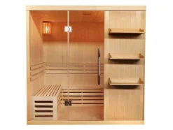 Sauna Tradicional Finlandesa 4/5 Lugares Envidracada Com Prateleiras 200 X 180 X 200 - Faborg