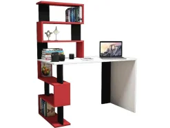 Secretária Cleide, Branco, Vermelho, Preto, 120X60X148,2 Cm, Epikasa