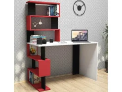 Secretária Cleide, Branco, Vermelho, Preto, 120X60X148,2 Cm, Epikasa