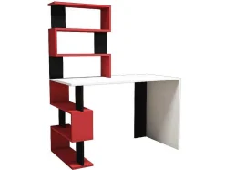 Secretária Cleide, Branco, Vermelho, Preto, 120X60X148,2 Cm, Epikasa