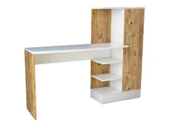 Secretária Com Armário De Arrumação Cor Natural E Branco - Milaria