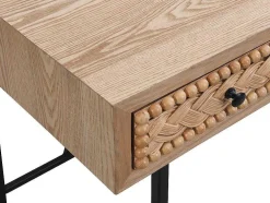 Secretária Com 3 Gavetas Mdf E Metal Cor Natural E Preto - Akivi