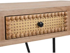 Secretária Com 3 Gavetas Mdf E Metal Cor Natural E Preto - Akivi