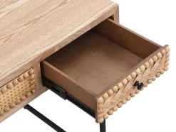 Secretária Com 3 Gavetas Mdf E Metal Cor Natural E Preto - Akivi