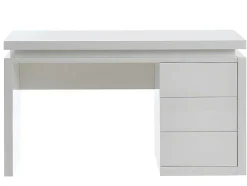 Secretária Com 3 Gavetas - Mdf Lacado A Branco - Leds - Emerson