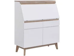 Secretária Com 2 Portas E 2 Gavetas Mdf Branco E Natural - Rilesa