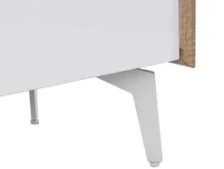 Secretária Com 3 Portas Mdf E Metal Cor Natural E Branco - Derelis