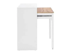 Secretária Consola Extensivel Com 2 Gavetas Branco E Natural - Loavia