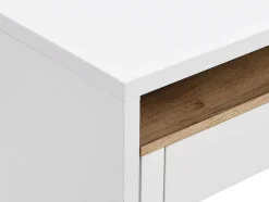 Secretária Consola Extensivel Com 2 Gavetas Branco E Natural - Loavia