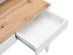 Secretária Consola Extensivel Com 2 Gavetas Branco E Natural - Loavia