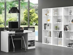 Secretária Extensivel Com 2 Gavetas E 1 Nicho Branco - Evan