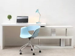 Secretária Extensivel Em Mdf Lacado Cor Branco Com Tampo Giratorio 360° - Nicephore