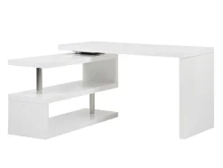 Secretária Extensivel Em Mdf Lacado Cor Branco Com Tampo Giratorio 360° - Nicephore