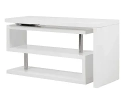 Secretária Extensivel Em Mdf Lacado Cor Branco Com Tampo Giratorio 360° - Nicephore