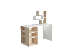 Secretária New Ermes, Branco, Sonoma, 130X60X135 Cm, Epikasa