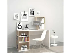 Secretária New Ermes, Branco, Sonoma, 130X60X135 Cm, Epikasa