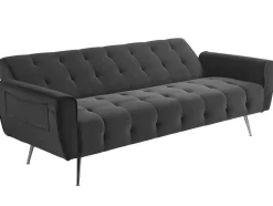 Sofá Cama Clic Calc De 3 Lugares Em Veludo Verde Abeto - Polani